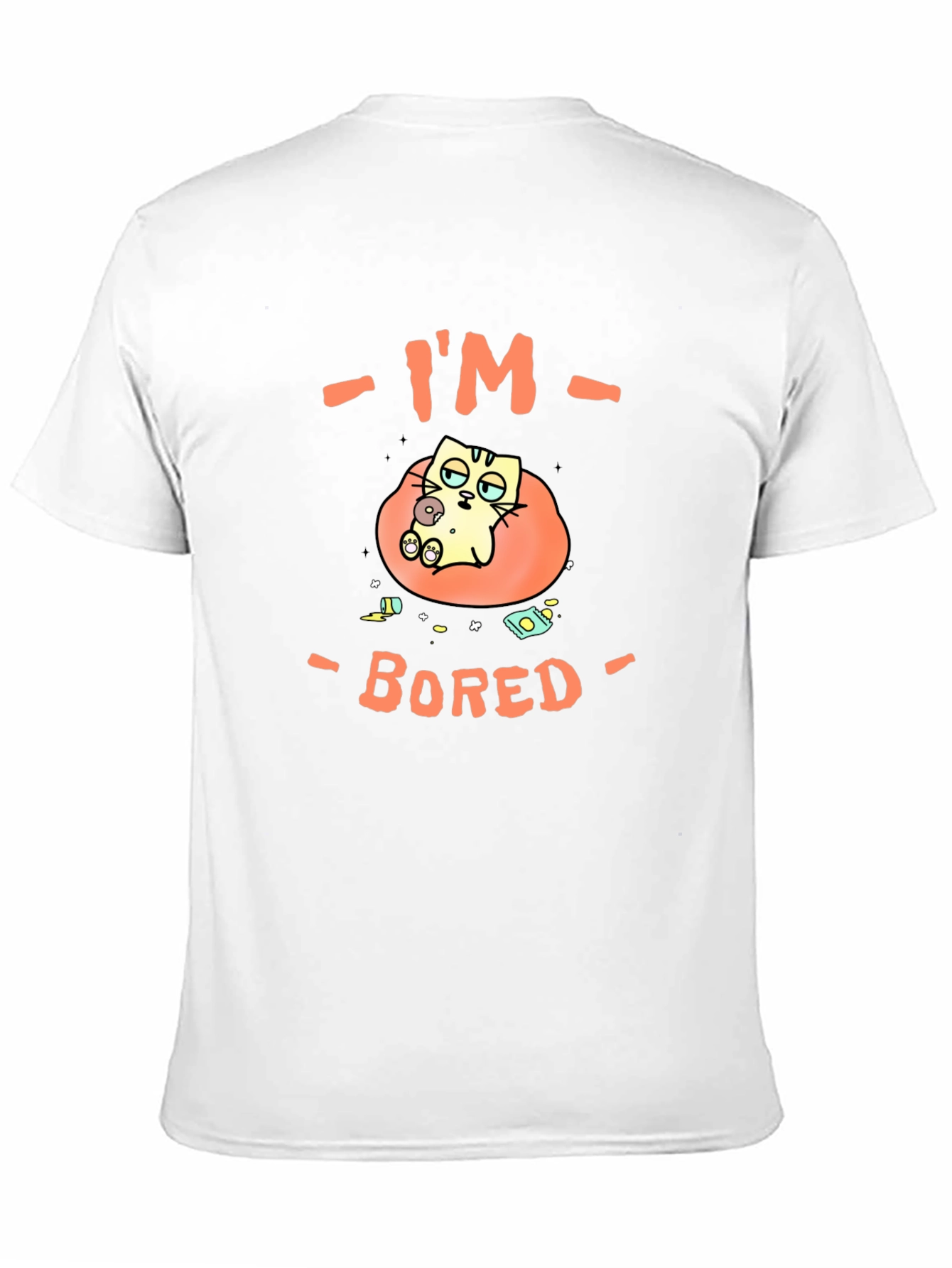 Camiseta Negra Estoy Aburrido Diseño de Gato