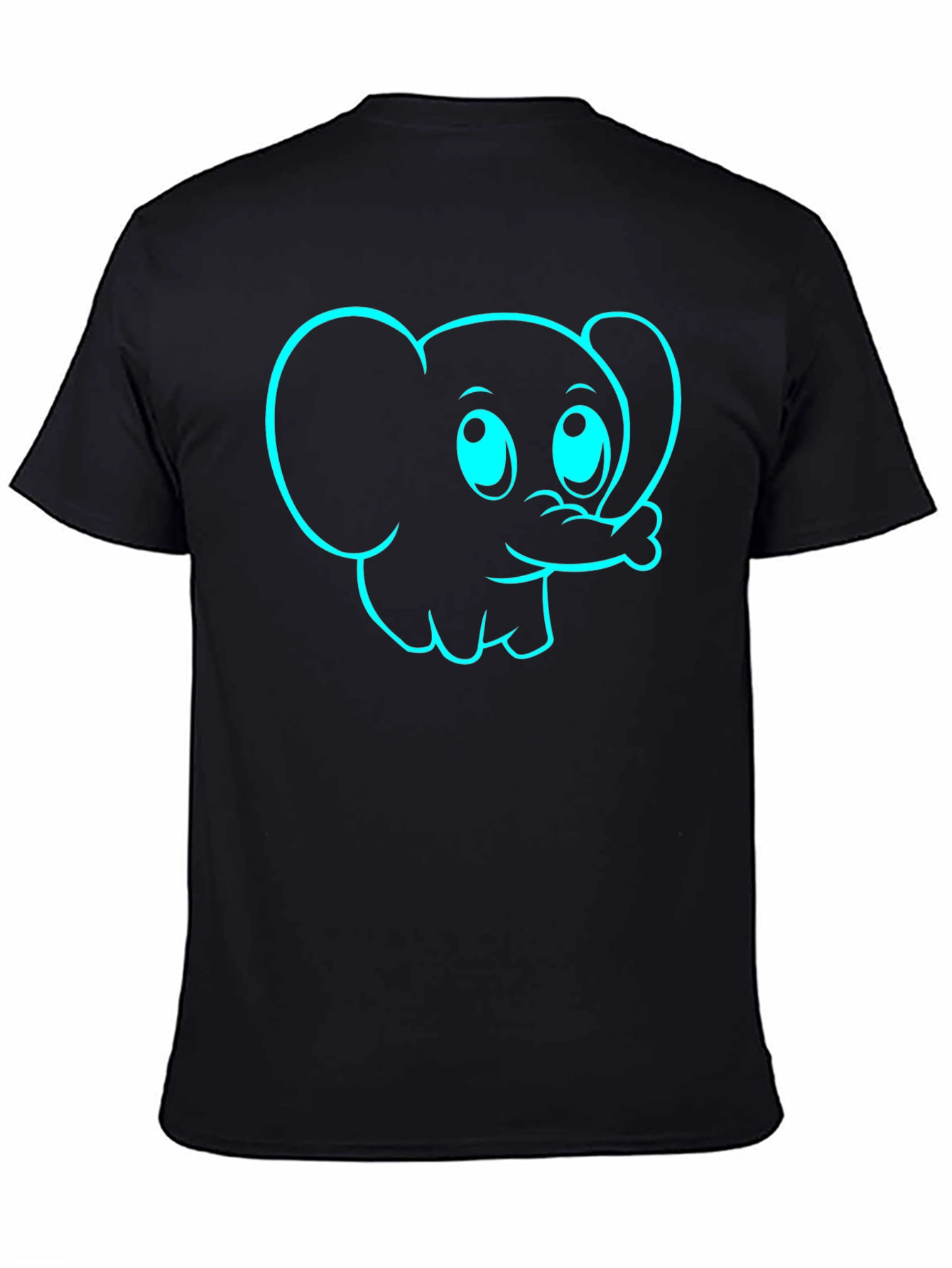 Camiseta Negra con Diseño de Elefante Divertido