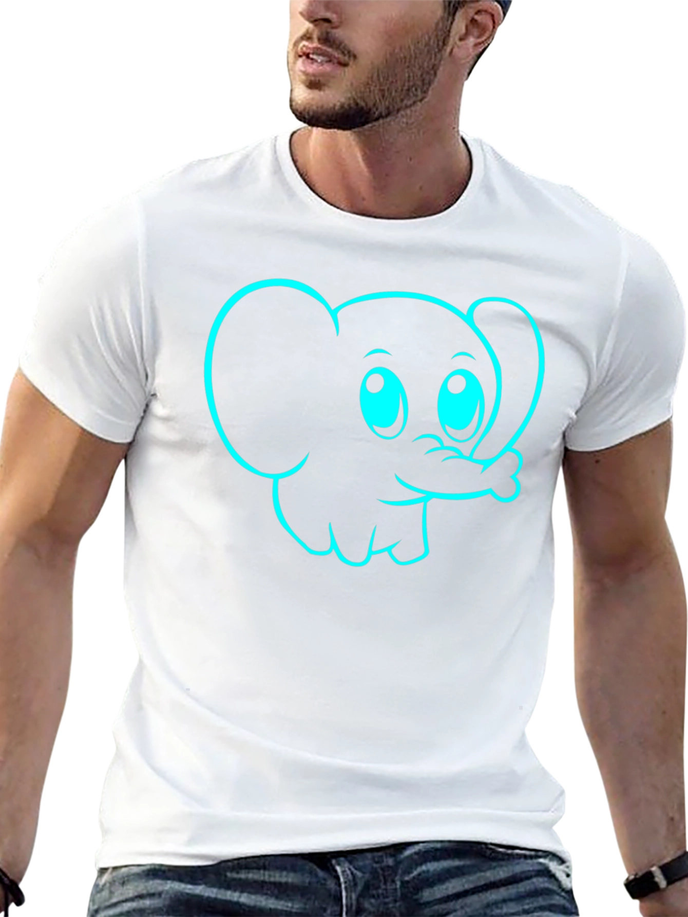 Camiseta Negra con Diseño de Elefante Divertido