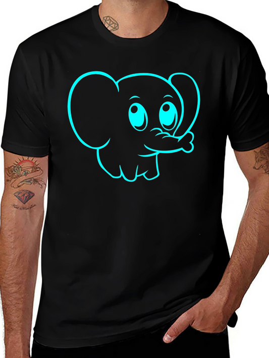 Camiseta Negra con Diseño de Elefante Divertido
