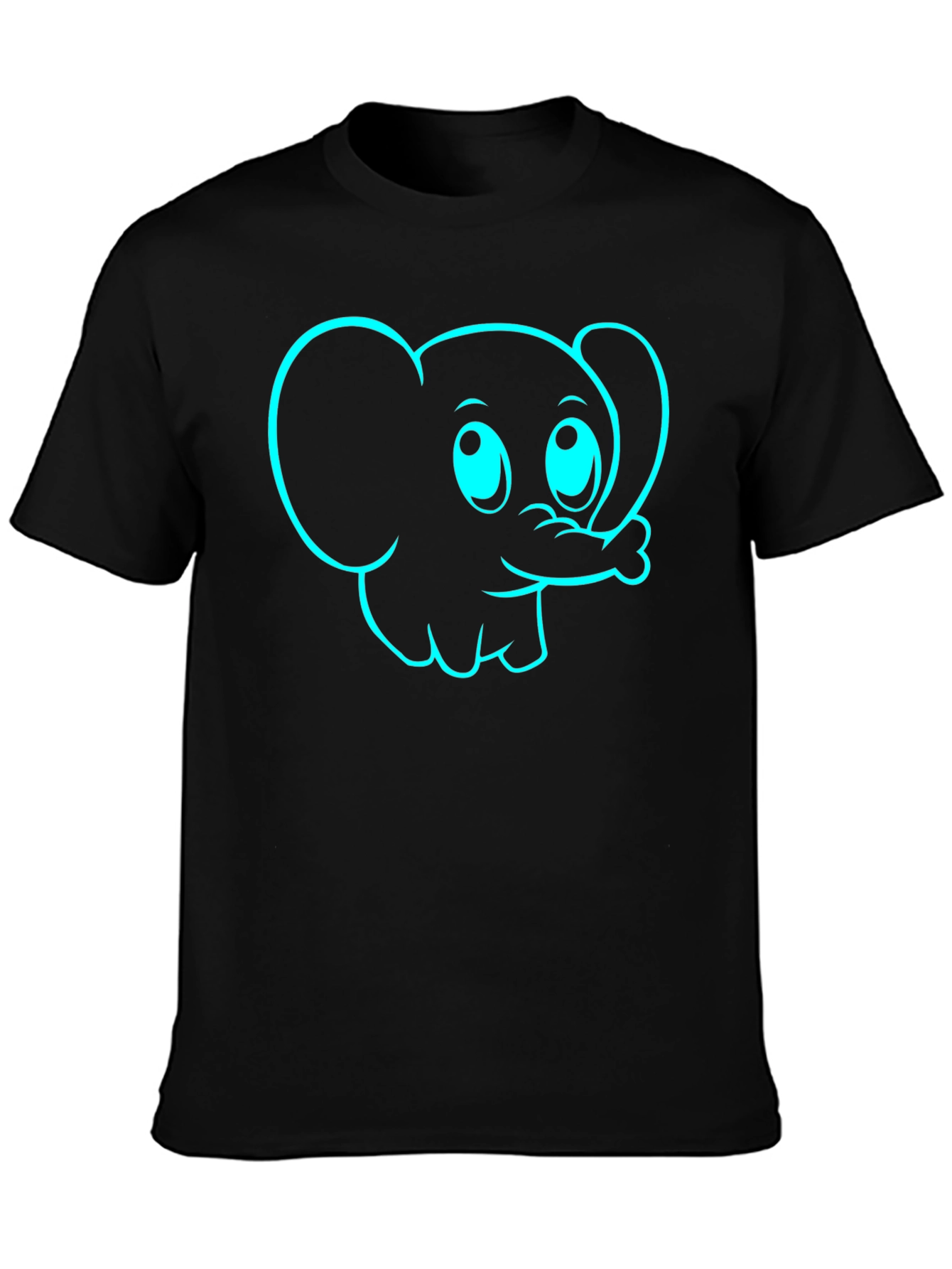 Camiseta Negra con Diseño de Elefante Divertido