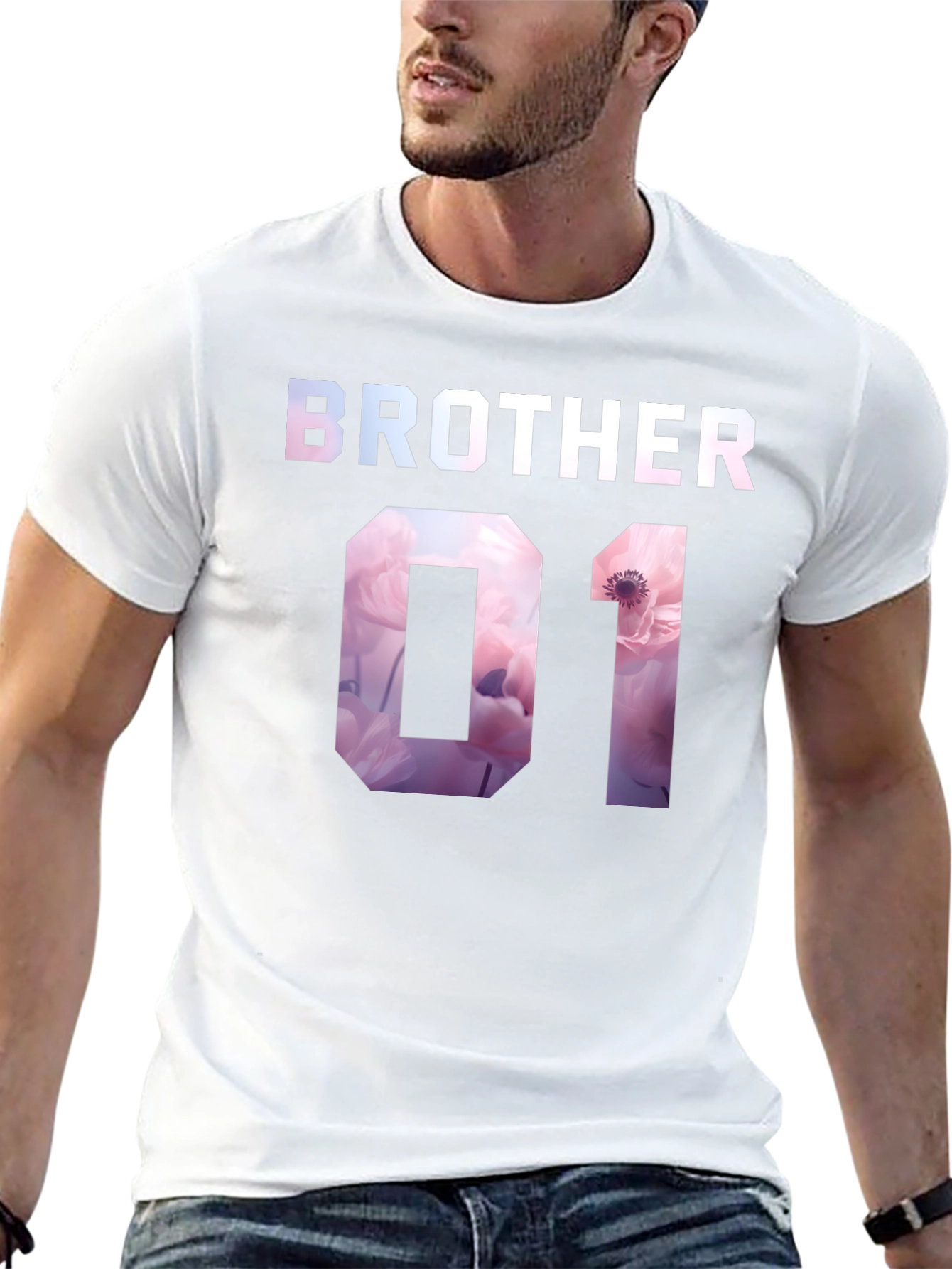 Camiseta Negra Hermano 01 Estampado Floral