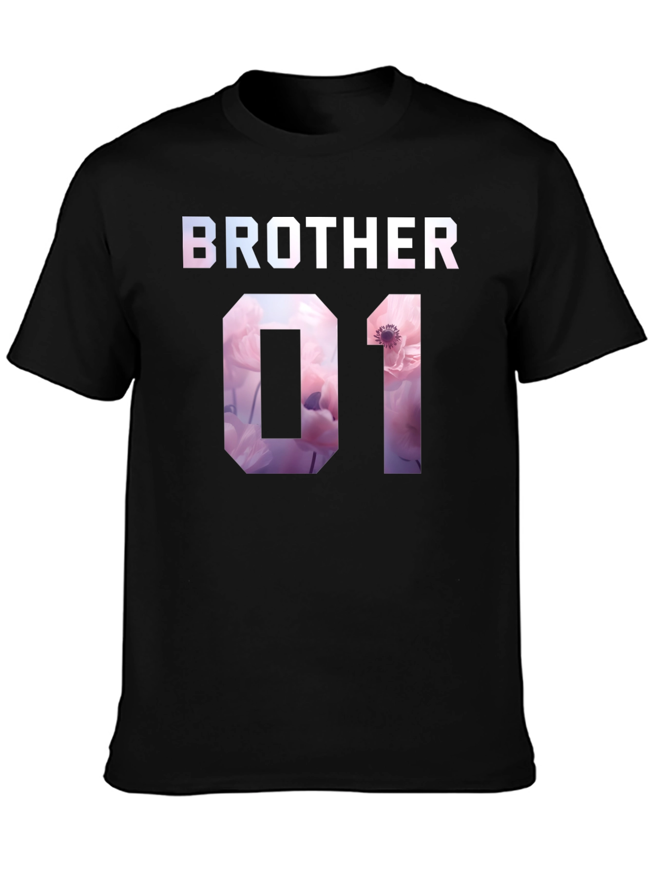 Camiseta Negra Hermano 01 Estampado Floral