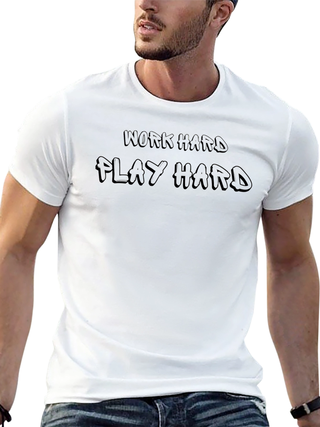 Camiseta Negra Trabaja Duro Juega Duro