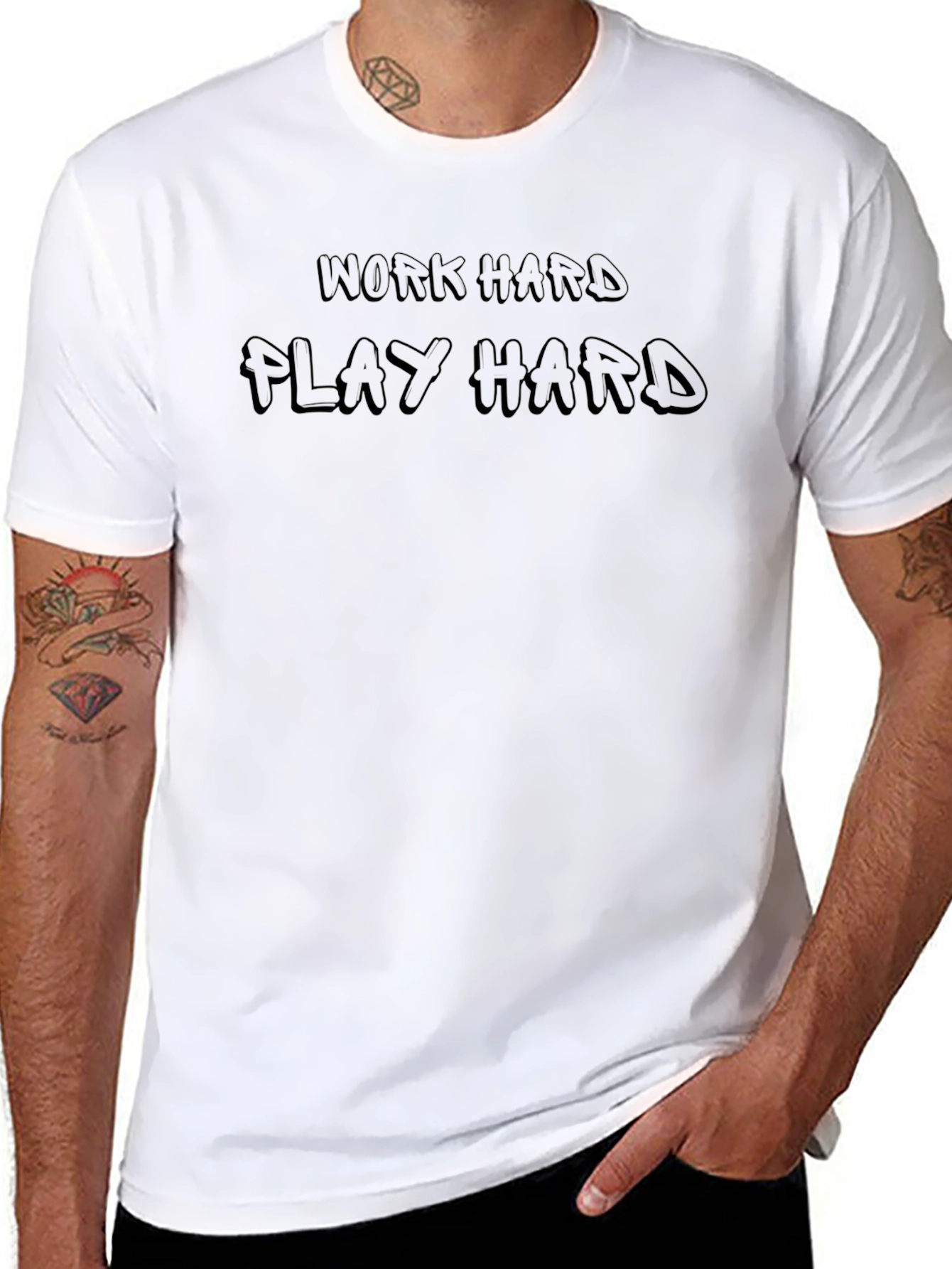 Camiseta Negra Trabaja Duro Juega Duro