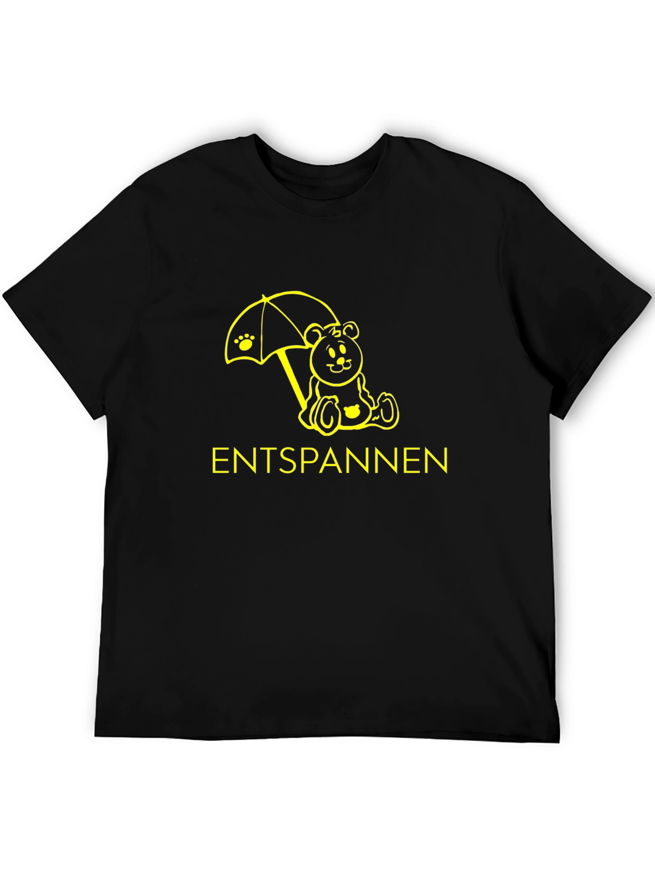 Camiseta Negra Relax con Oso y Paraguas