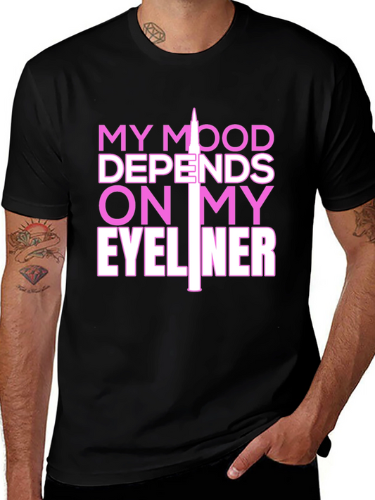 Camiseta Negra con Estampado Eyeliner