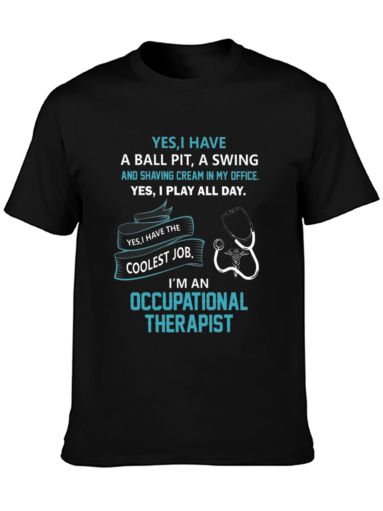 Camiseta Negra de Terapeuta Ocupacional Divertida