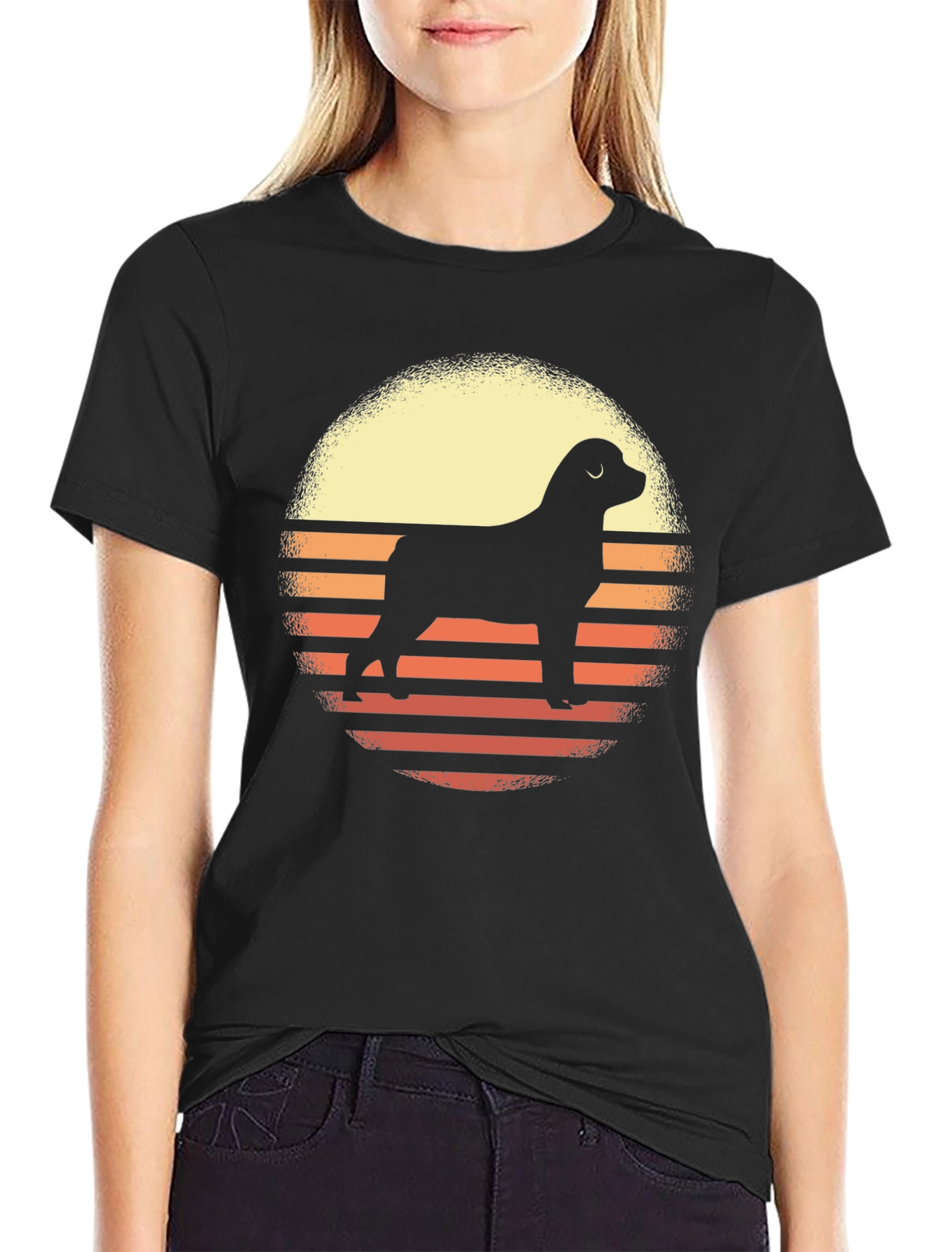 Camiseta Hombre Diseño Retro Perro Silueta