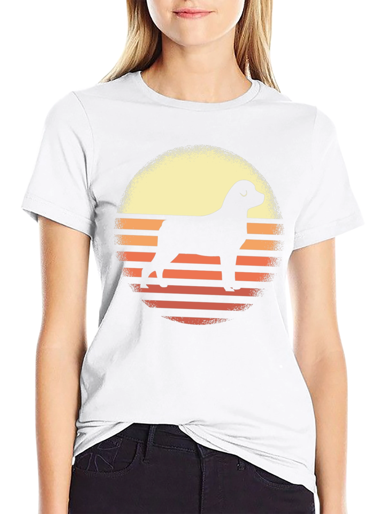 Camiseta Hombre Diseño Retro Perro Silueta