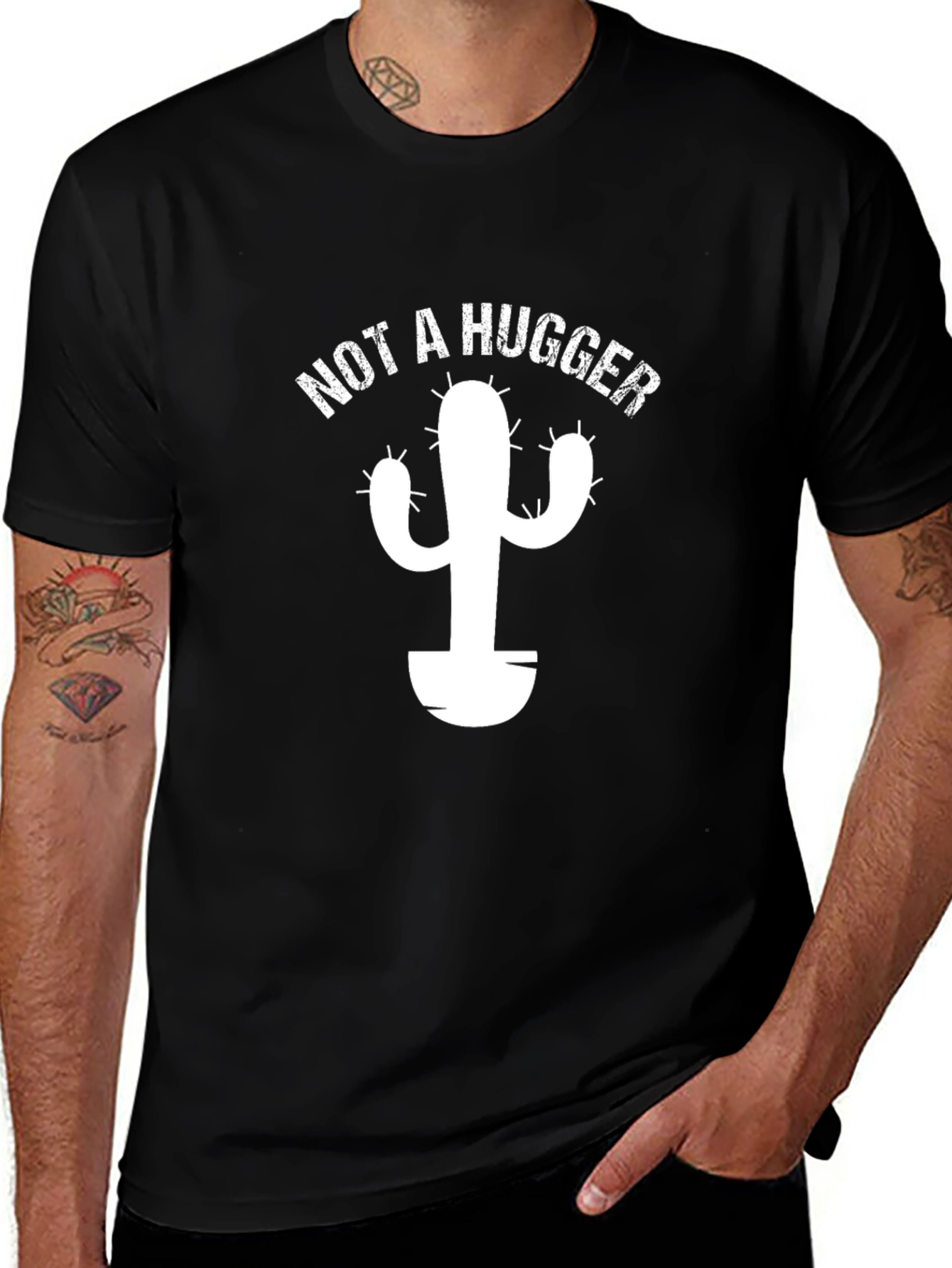 Camiseta Negra Cactus - No Soy Abrazador