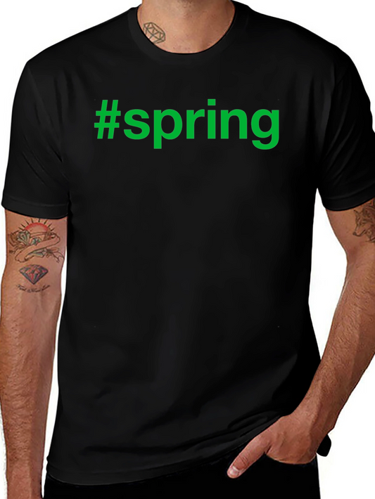 Camiseta Negra #spring Moda Casual Hombre