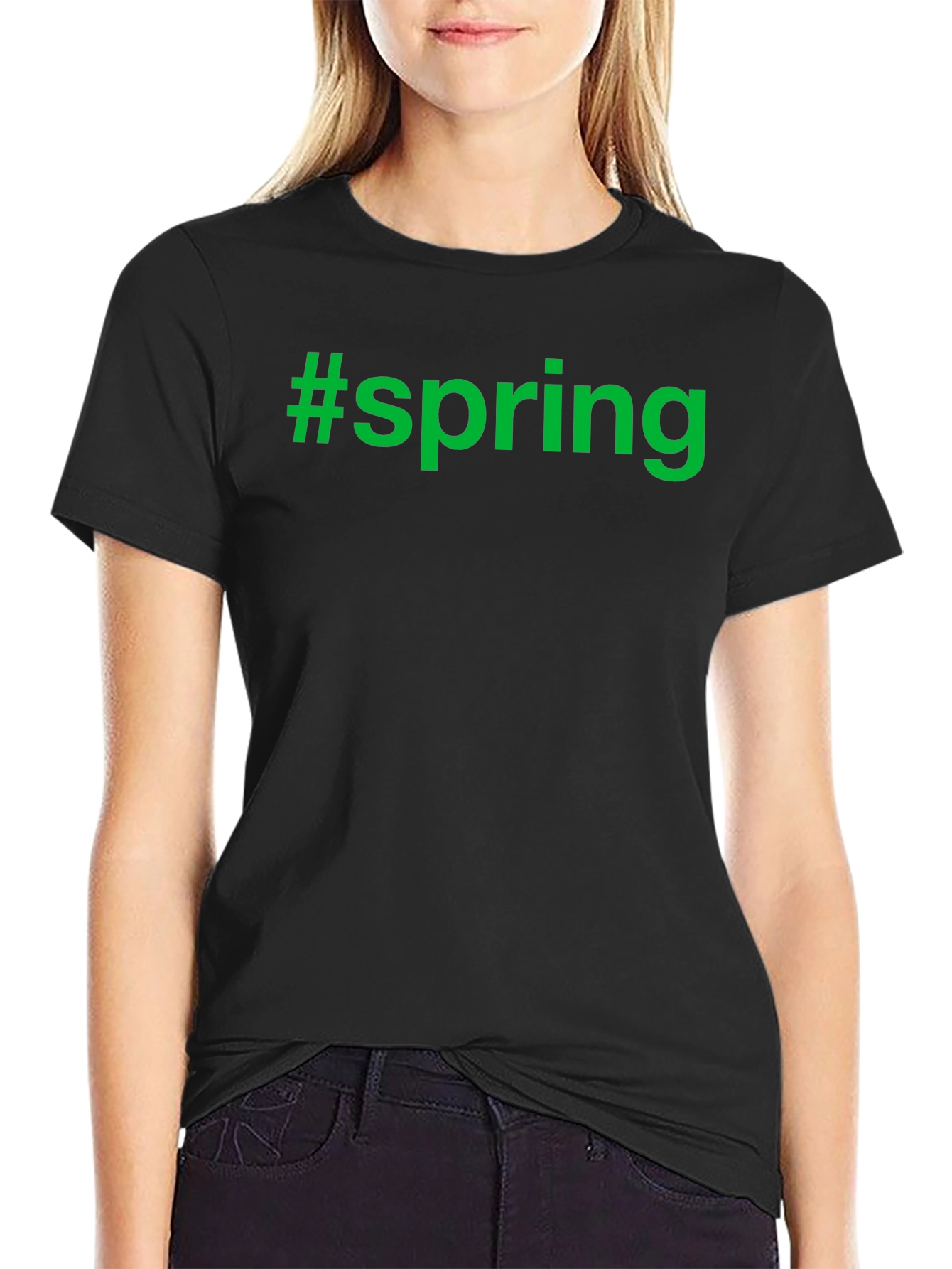 Camiseta Negra #spring Moda Casual Hombre