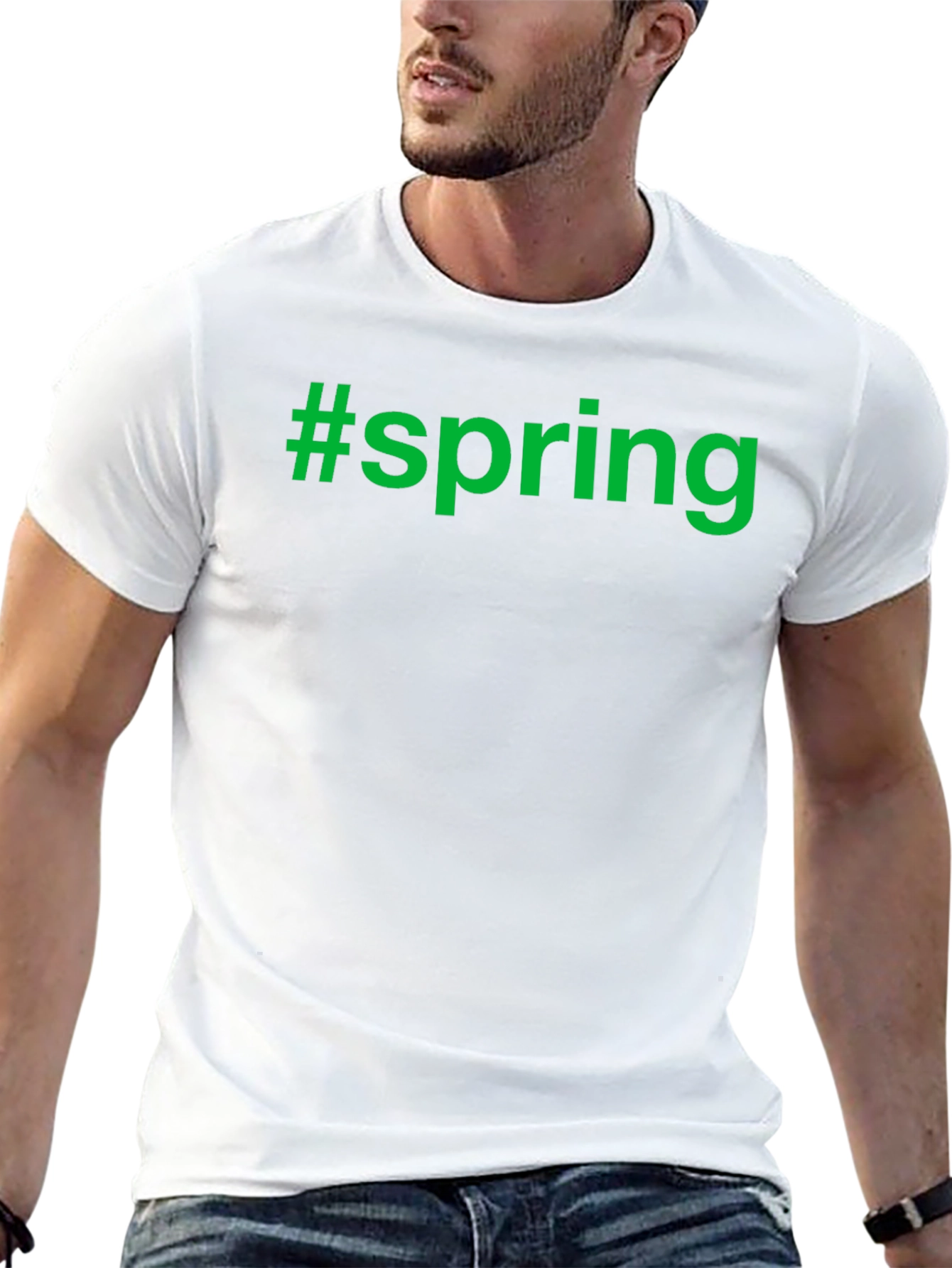 Camiseta Negra #spring Moda Casual Hombre