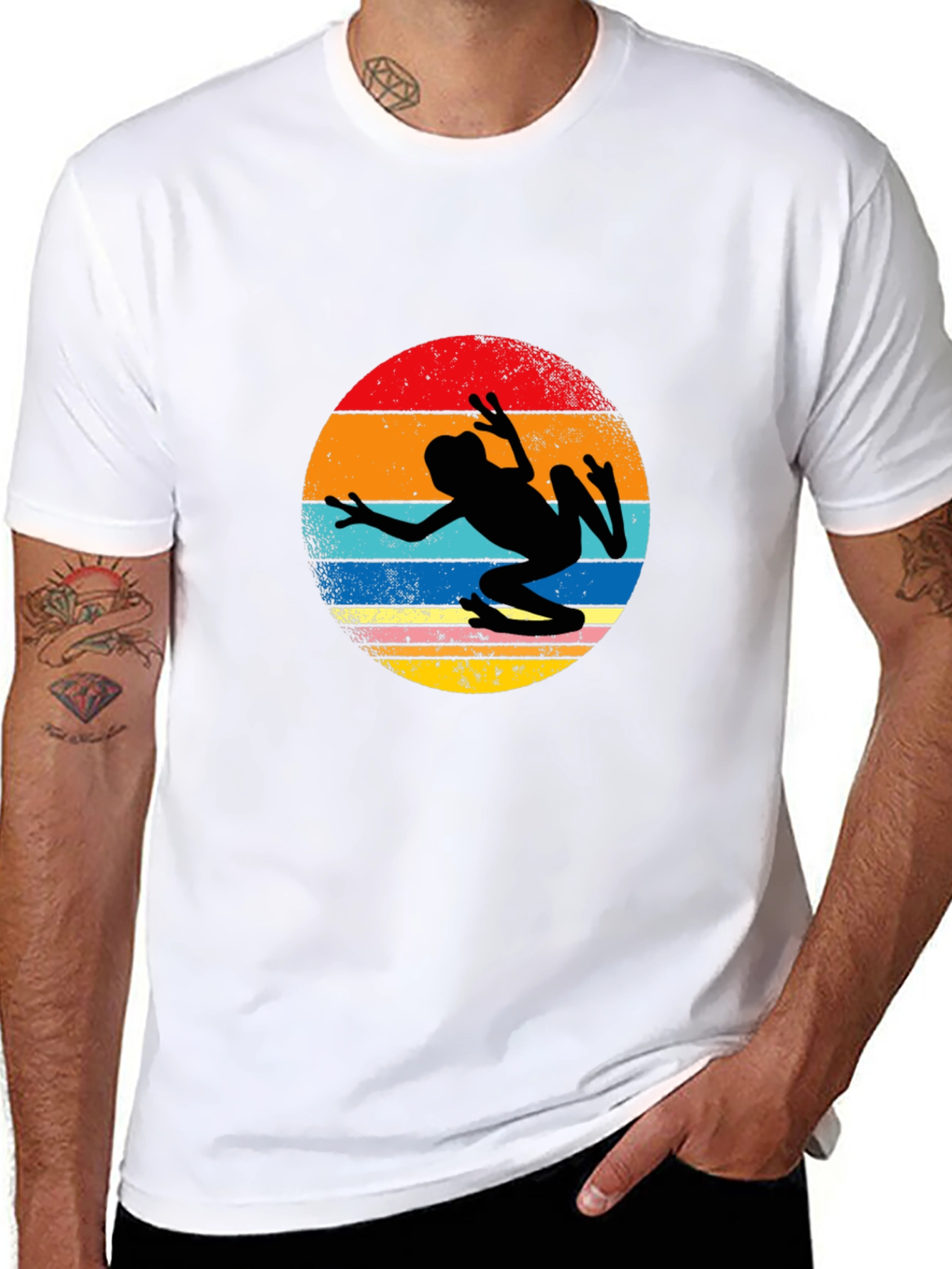 Camiseta Negra con Diseño Retro de Rana