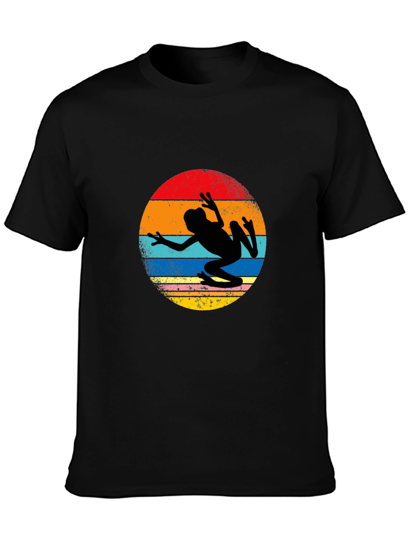 Camiseta Negra con Diseño Retro de Rana