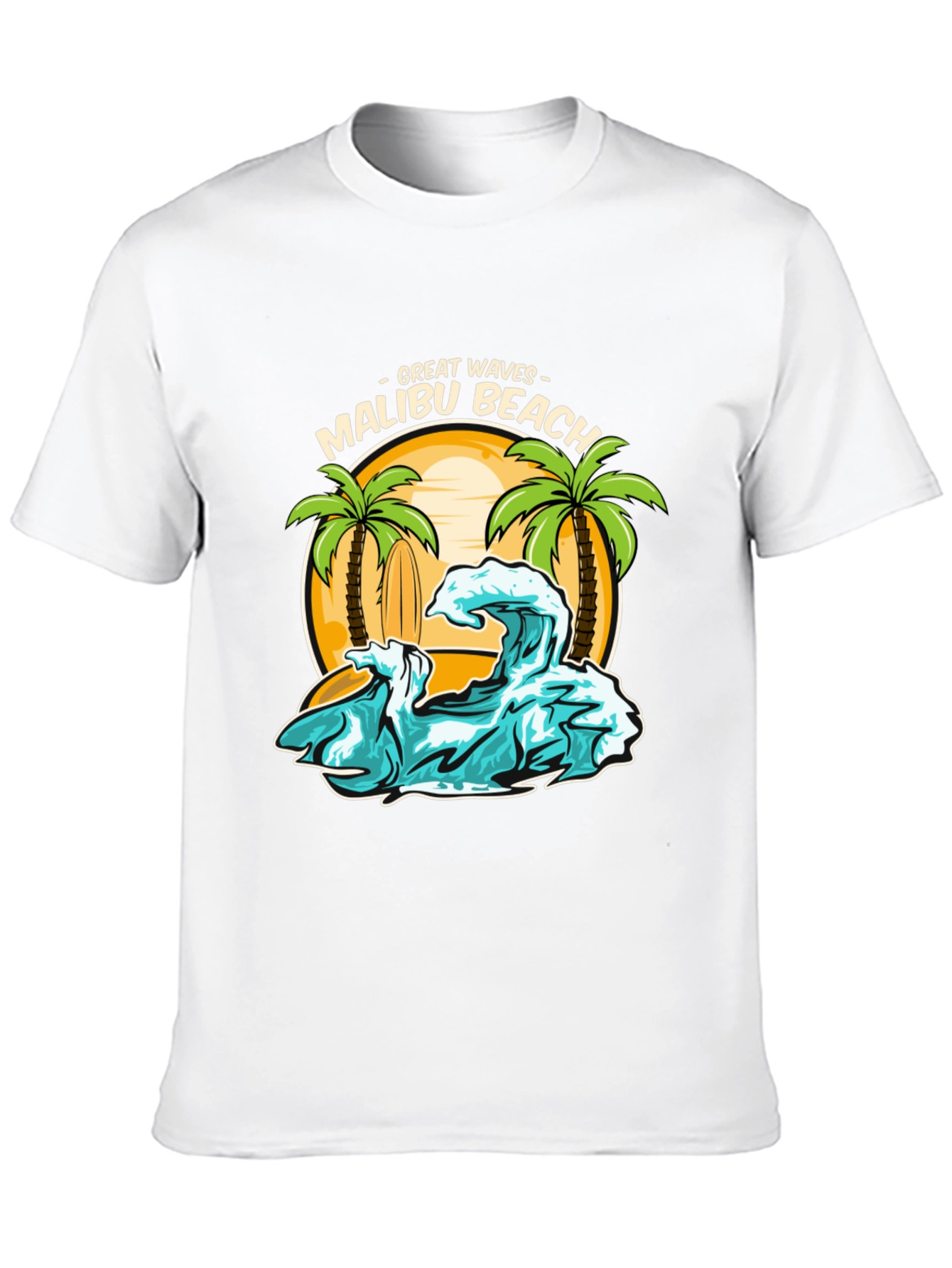 Camiseta Negra Malibu Beach - Ondas Geniales