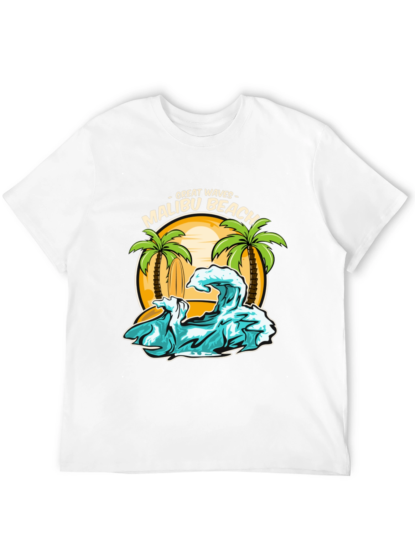 Camiseta Negra Malibu Beach - Ondas Geniales