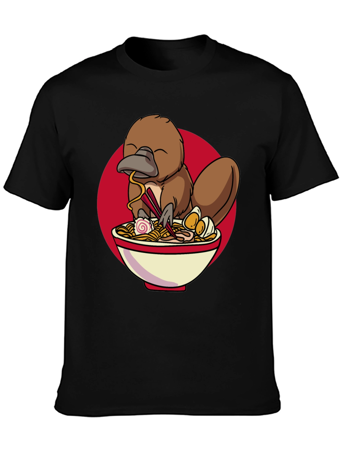 Camiseta Negra con Diseño de Ornitorrinco Ramen