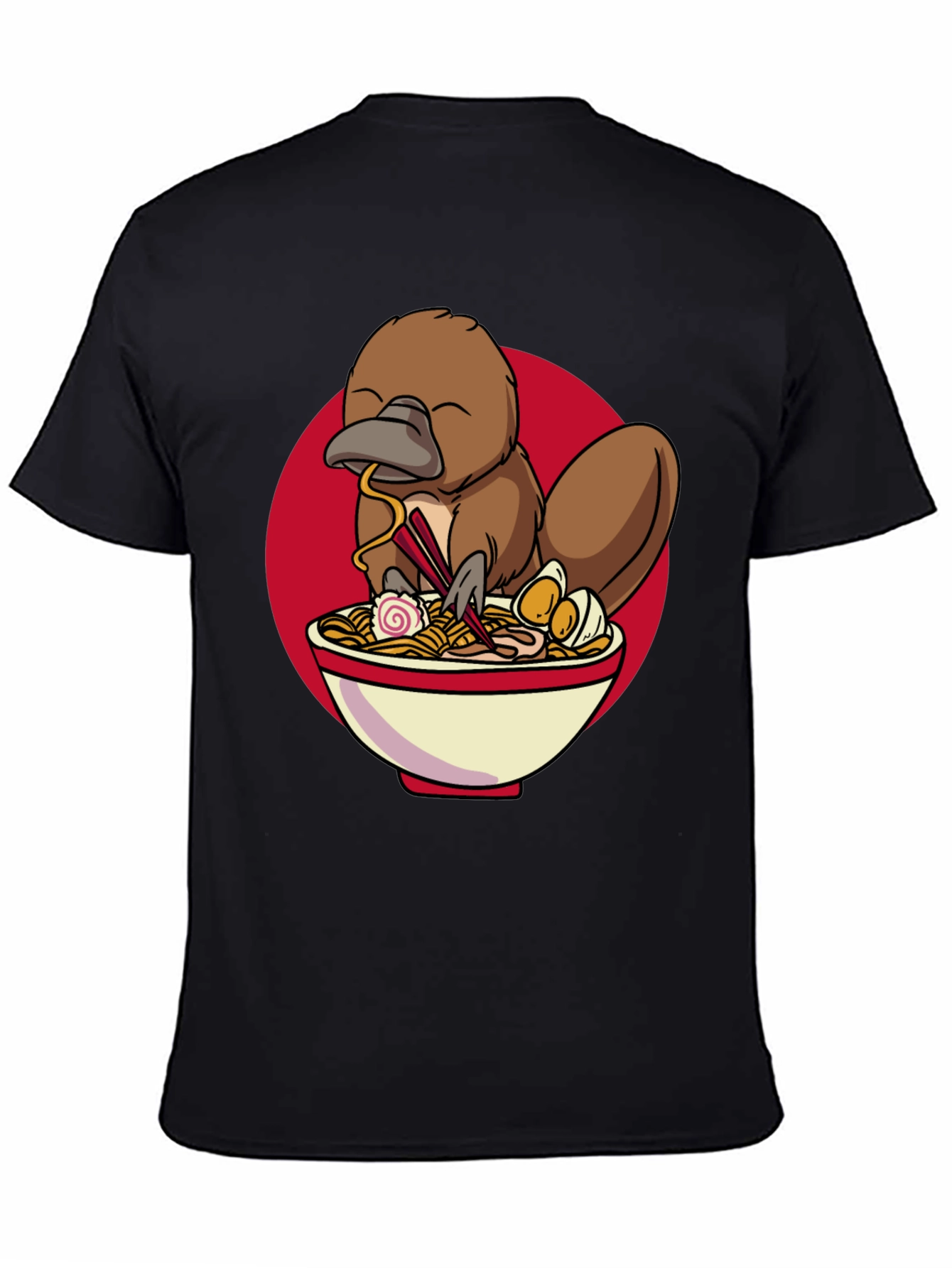 Camiseta Negra con Diseño de Ornitorrinco Ramen