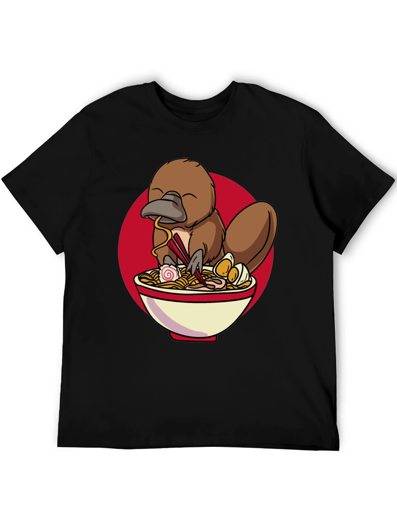 Camiseta Negra con Diseño de Ornitorrinco Ramen