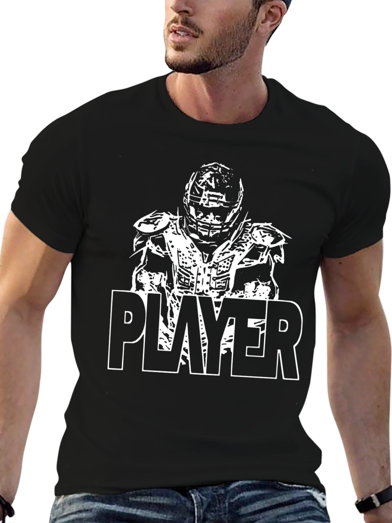 Camiseta Negra Hombre Diseño Jugador Deportivo