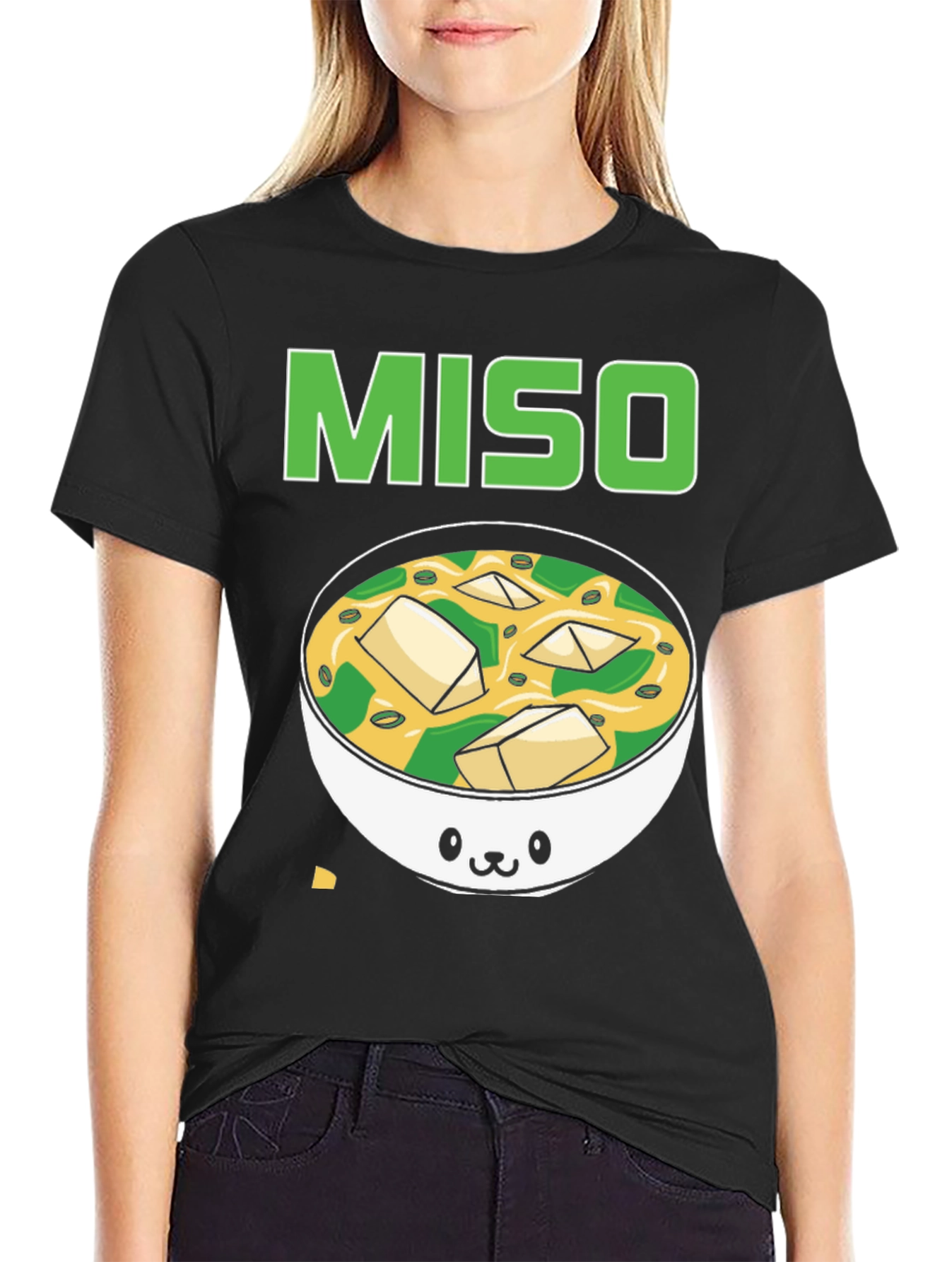 Camiseta Negra Miso con Diseño de Sopa