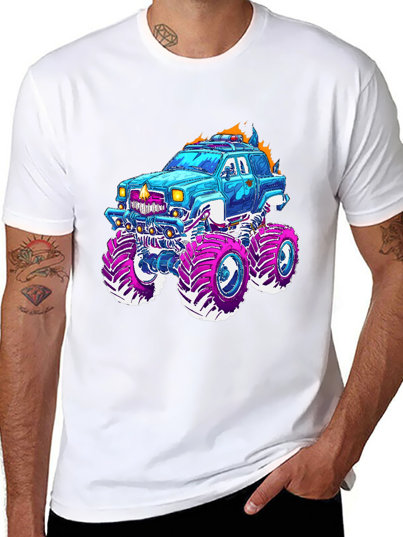 Camiseta Negra con Diseño de Camioneta Monstruo