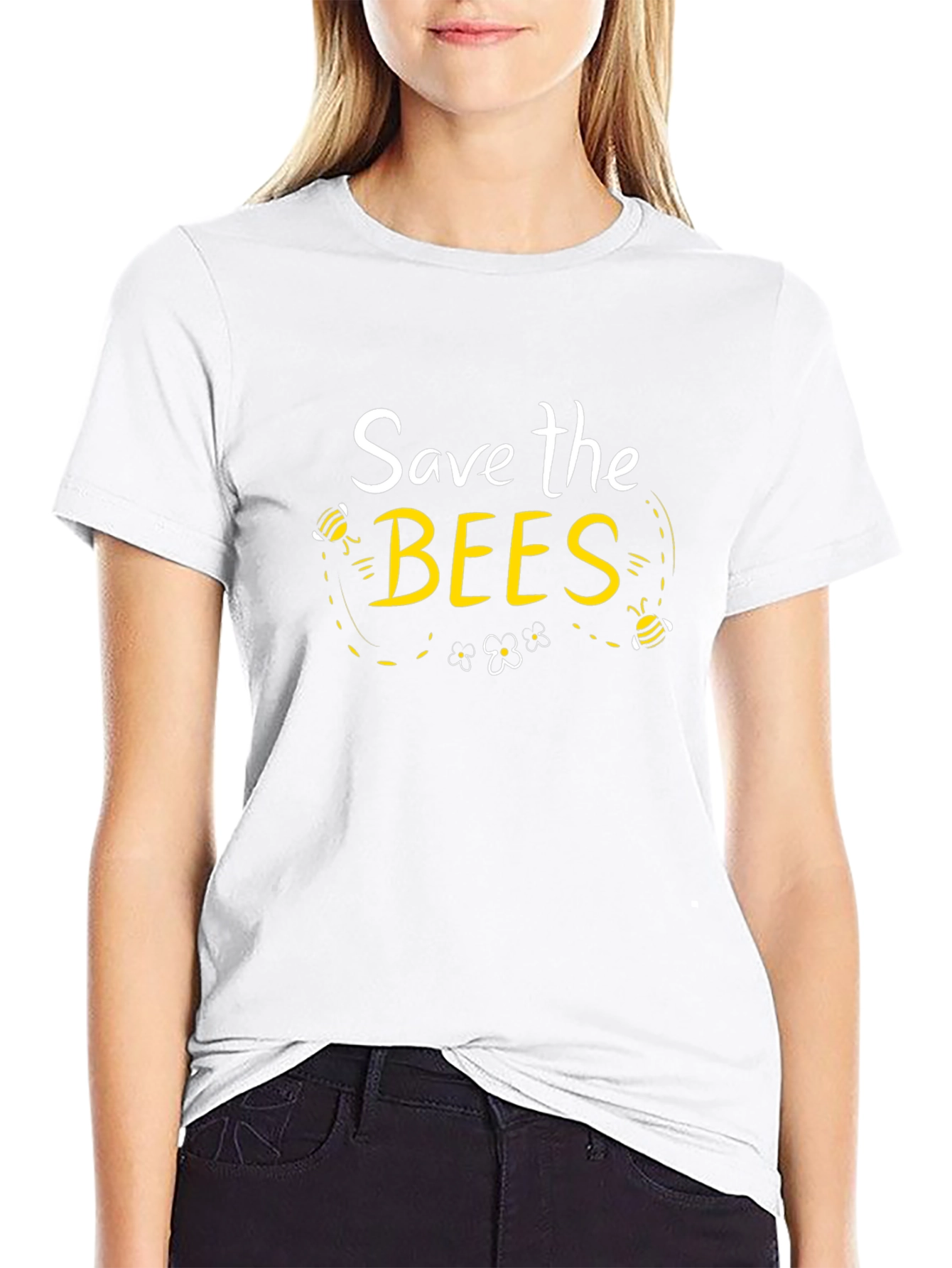 Camiseta Negra Save the Bees para Conciencia Ambiental