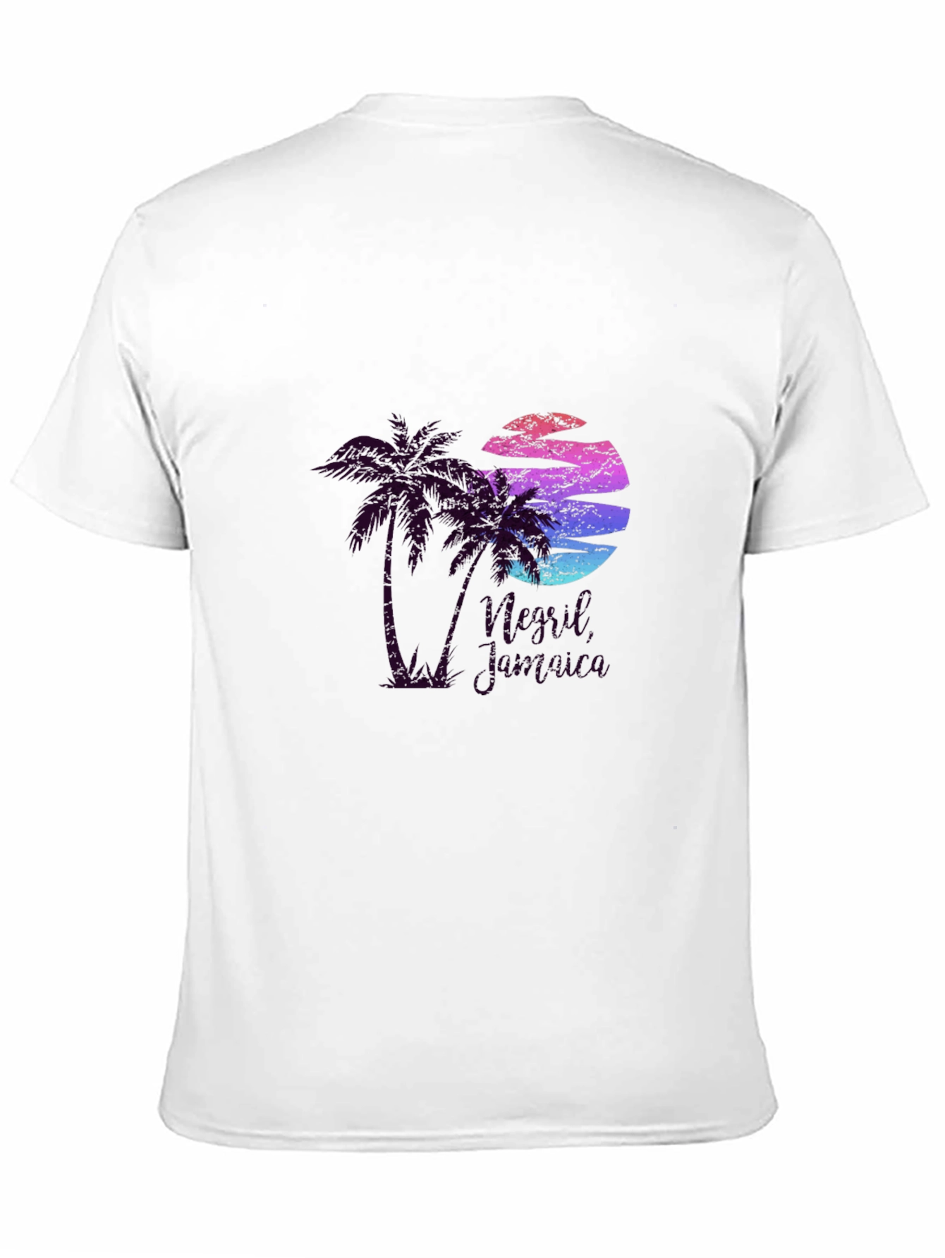 Camiseta Negra con Diseño Tropical Retro