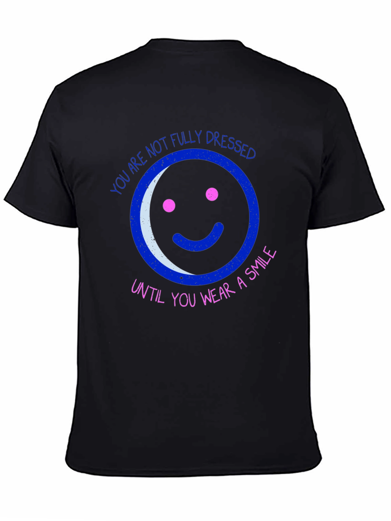 Camiseta Negra con Diseño Gráfico de Sonrisa