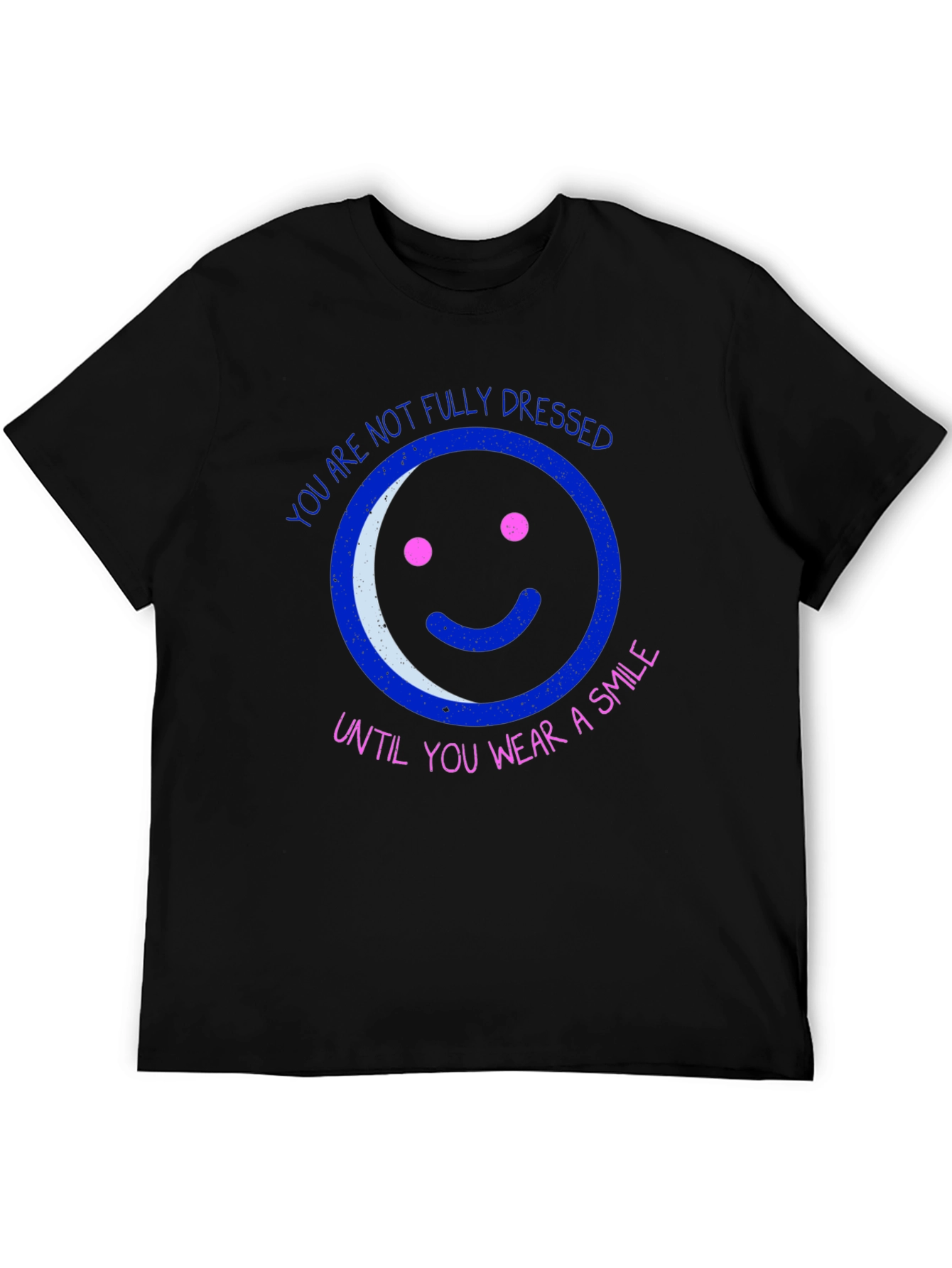 Camiseta Negra con Diseño Gráfico de Sonrisa