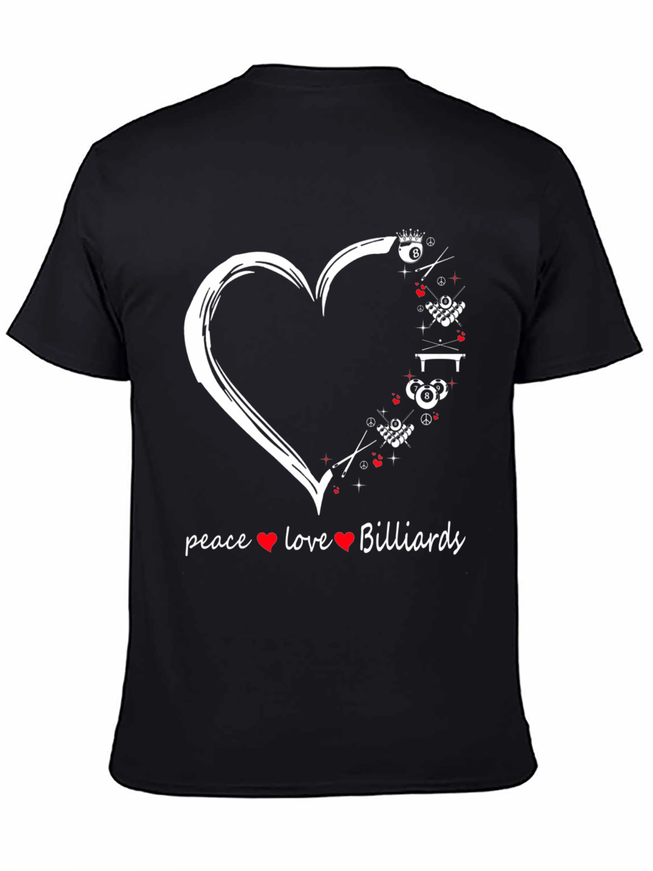 Camiseta Billar: Paz Amor y Juego