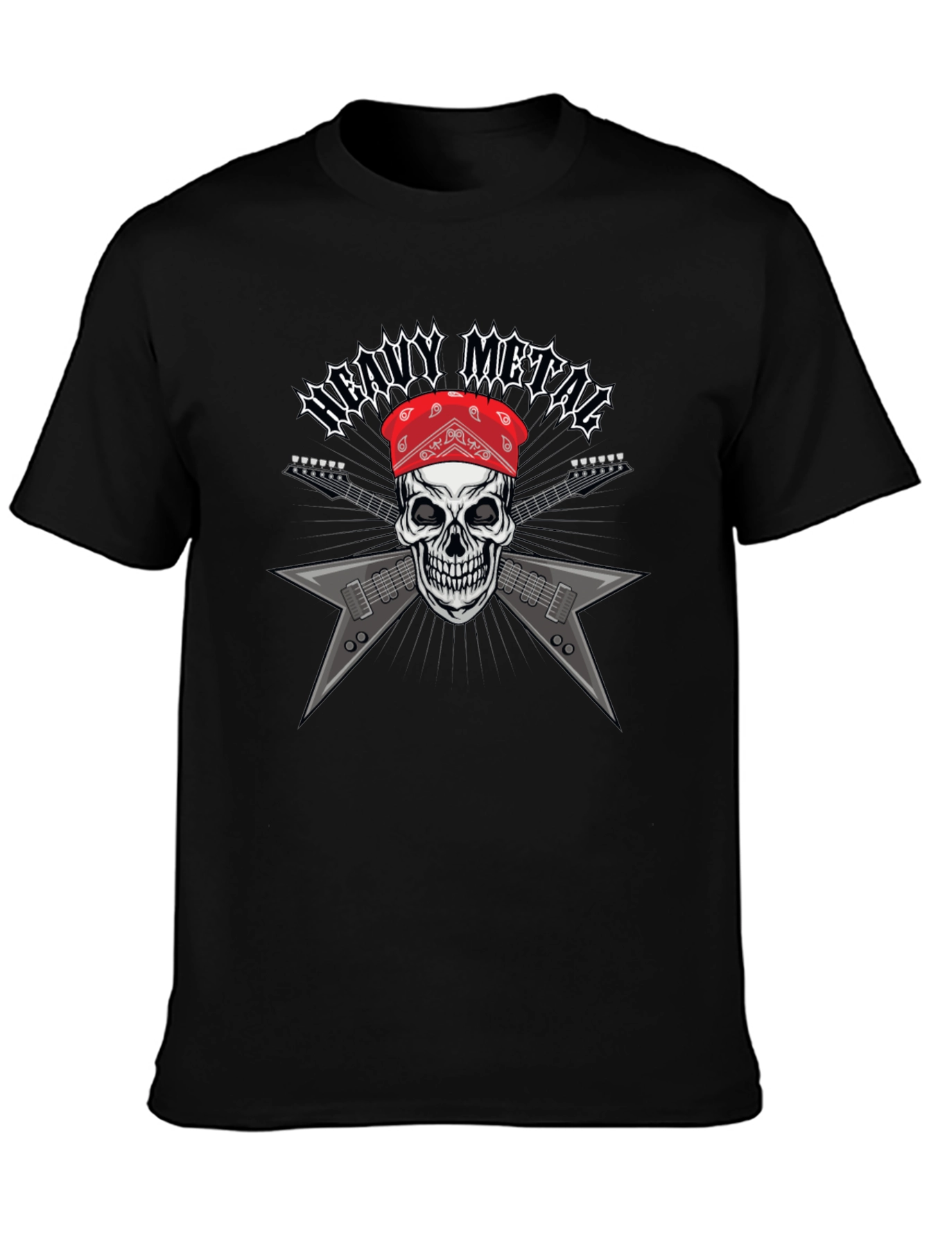 Camiseta Heavy Metal Calavera Guitarra