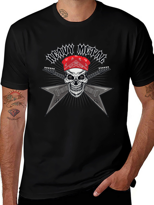 Camiseta Heavy Metal Calavera Guitarra