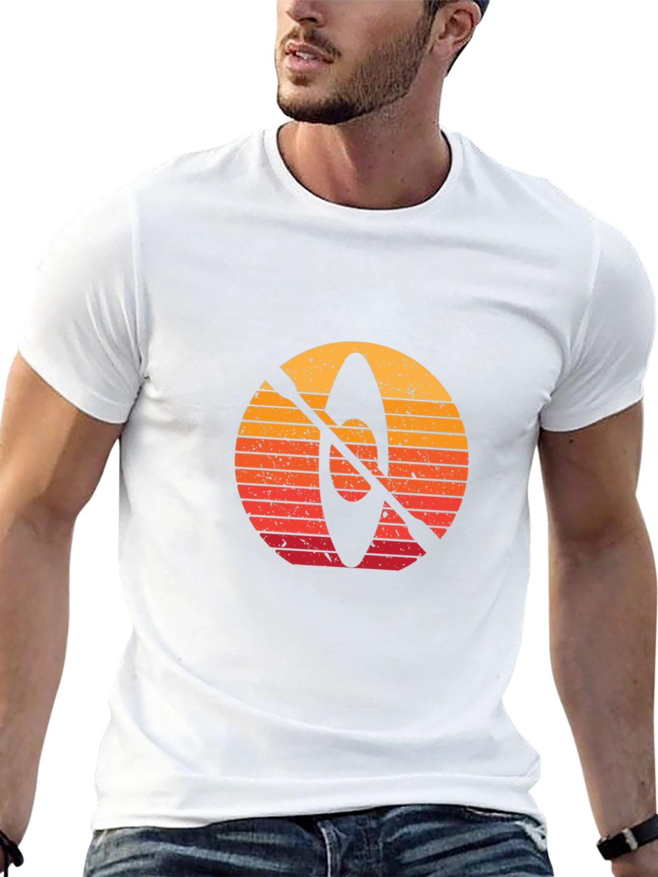 Camiseta Negra con Diseño de Kayak al Atardecer