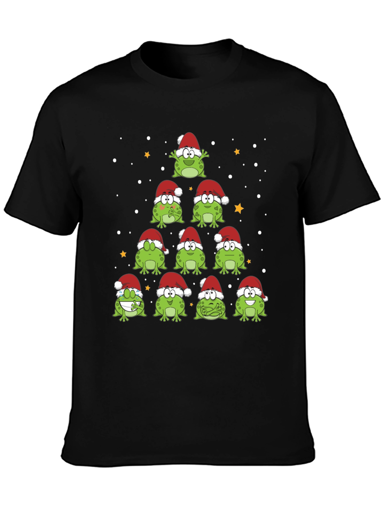 Camiseta Negra Árbol Navidad Ranas