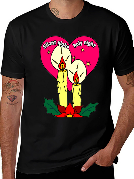 Camiseta Navideña Noche de Paz Corazón y Velas