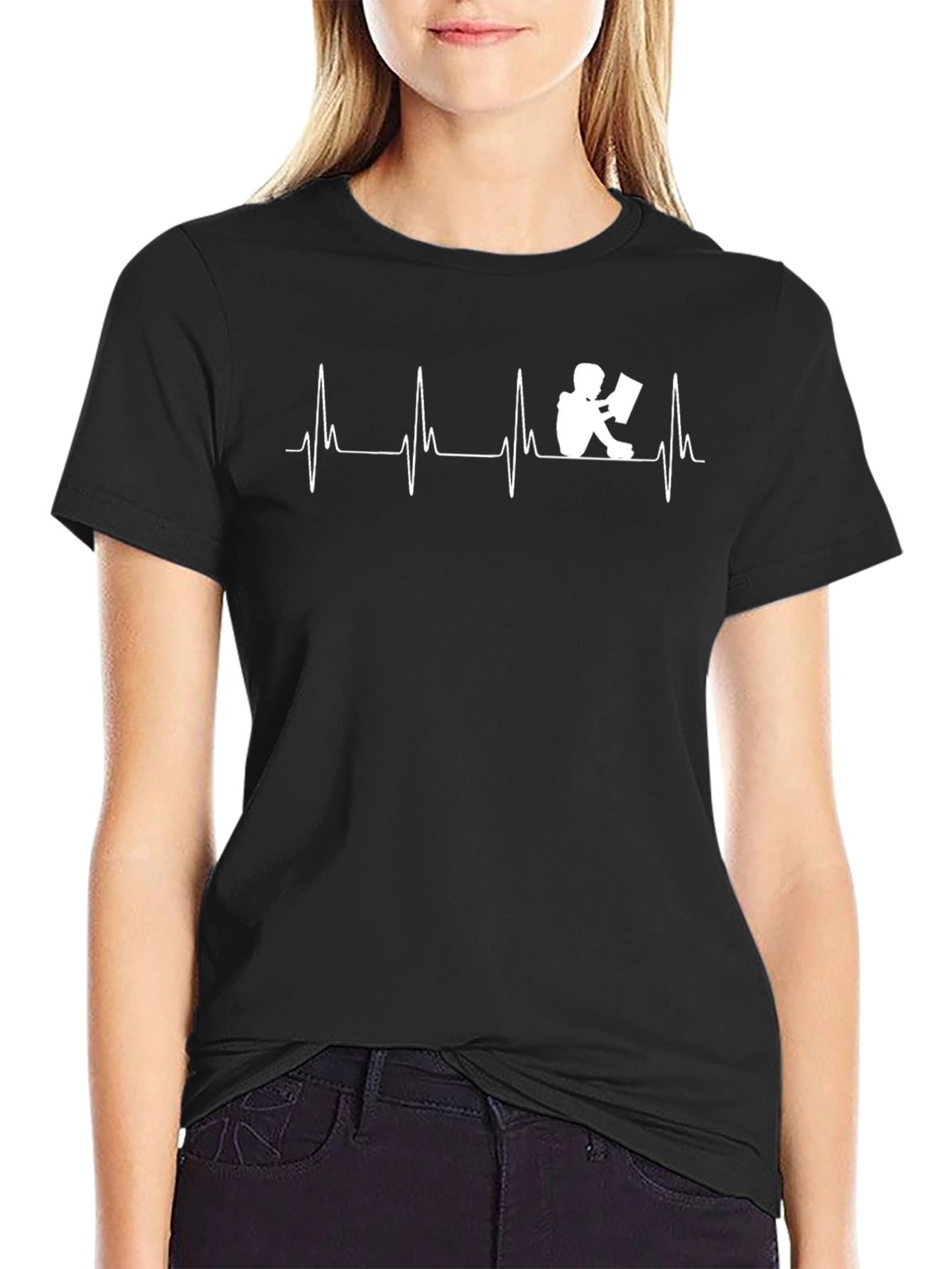 Camiseta Negra con Diseño de Lectura EKG