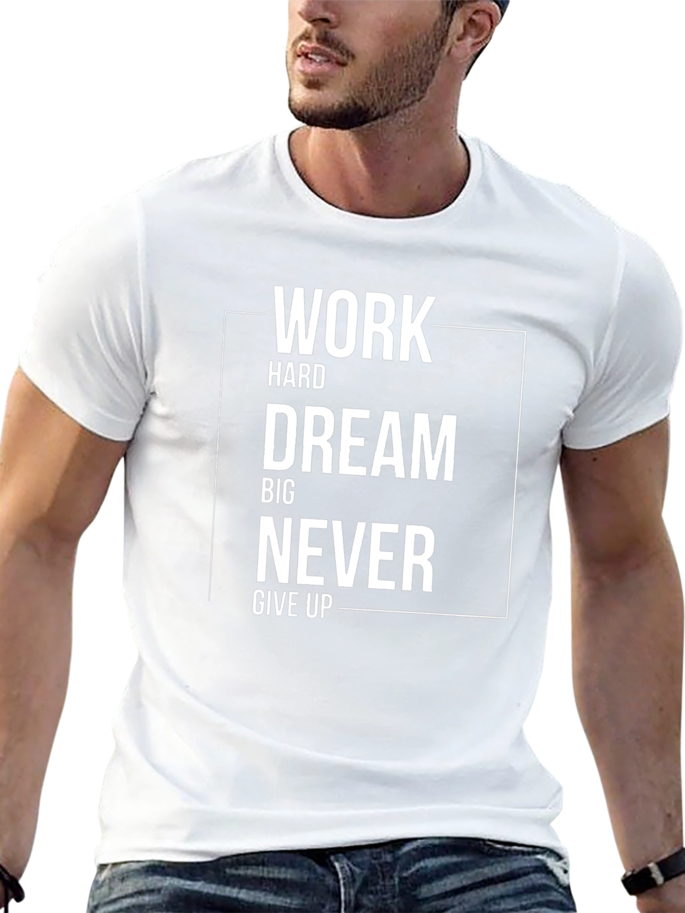 Camiseta Negra Motivacional: Trabaja Sueña Nunca Te Rindas