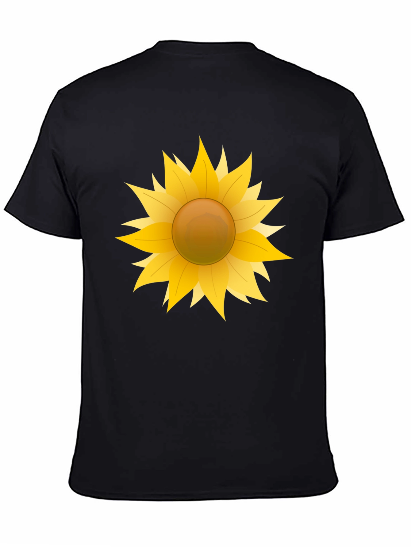 Camiseta Negra con Girasol Gráfico