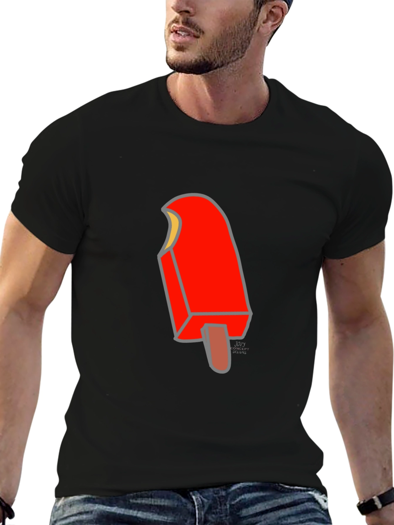 Camiseta Negra con Diseño de Paleta Helada