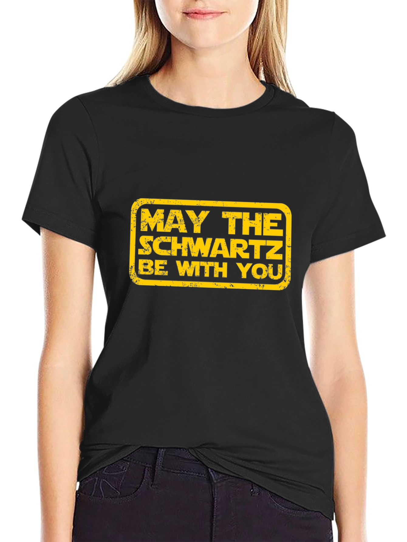 Camiseta Negra Divertida - Que la Schwartz te acompañe