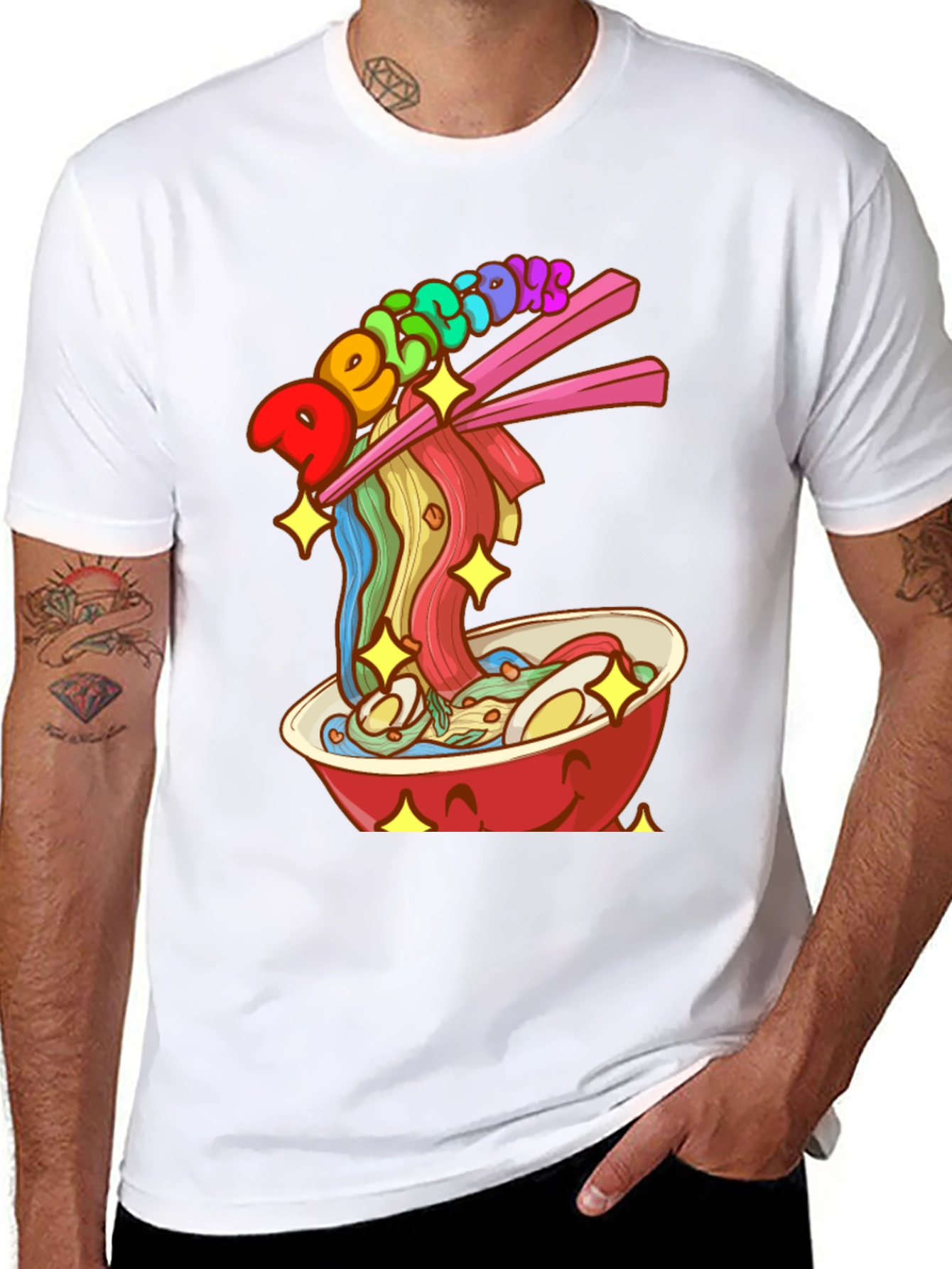 Camiseta Negra con Diseño de Ramen Delicious