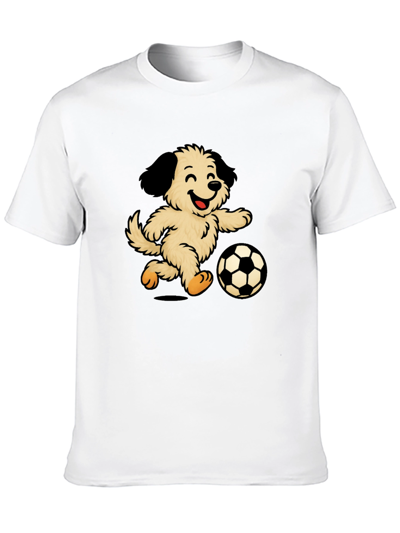 Camiseta Negra con Diseño de Perro Jugando Fútbol