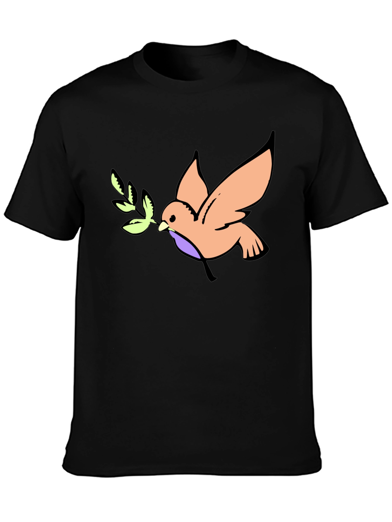 Camiseta Negra con Diseño de Paloma de la Paz
