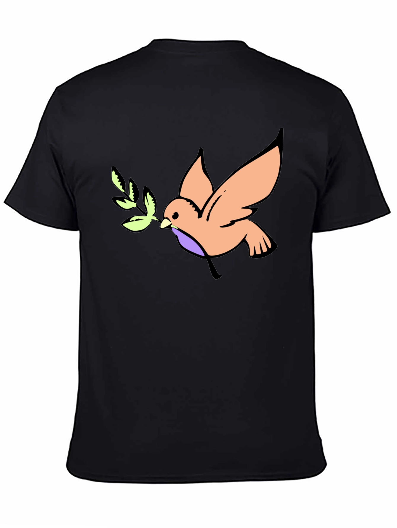 Camiseta Negra con Diseño de Paloma de la Paz