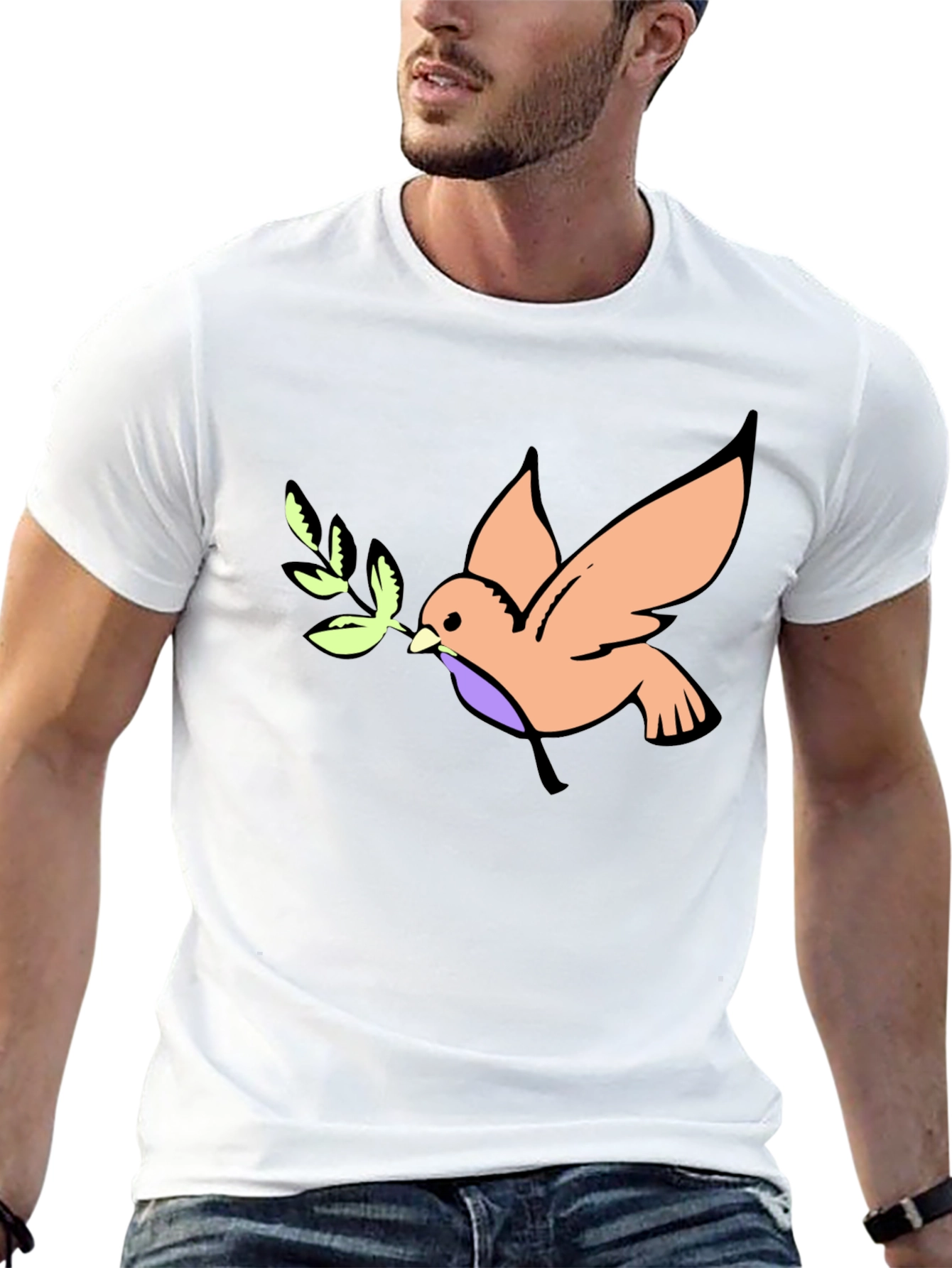 Camiseta Negra con Diseño de Paloma de la Paz