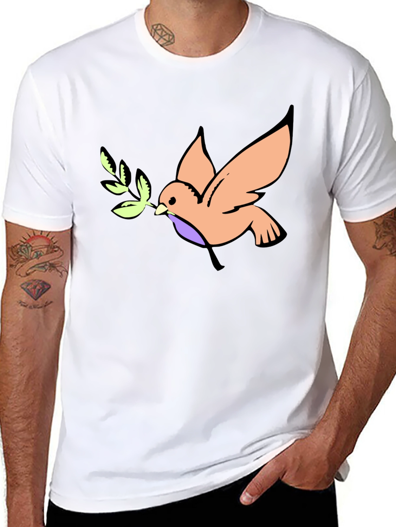Camiseta Negra con Diseño de Paloma de la Paz