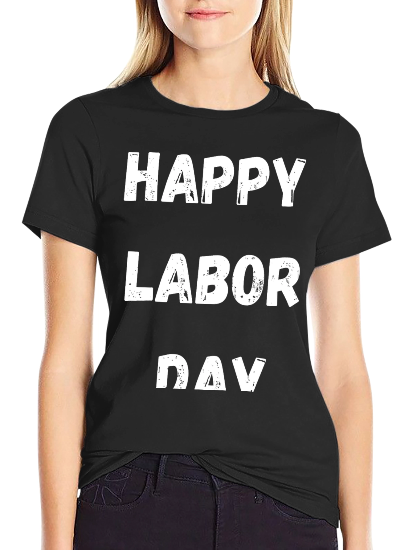 Camiseta Negra Feliz Día del Trabajo